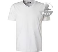 KARL LAGERFELD T-Shirts Herren Slim Fit Kurzarm V-Ausschnitt Baumwolle weiß, S