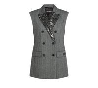 Karl Lagerfeld - Tweed-Weste mit Pailletten-Revers - Größe 44 - grau