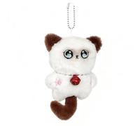 KARLOR Plüsch Katze Schlüsselanhänger mit rotem Glöckchen Kätzchen Figur Anhänger Plüschtiere Quietschend Cartoon Rucksack Handtaschen Auto Charm niedlich Geschenk Mädchen Damen (Braune Katze)