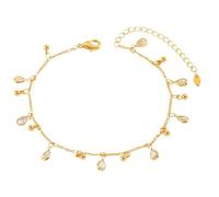 Karma NH10345448 Fußkettchen Zirkone Gold 21 cm modern filigrane Fusskette Fußschmuck Urlaub Strand Abendmode Accessoires Damenfußkette