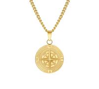 Karma NH10672331 Halskette Kompass Anhänger Edelstahl Gold Schmuck 60 cm Kette Herrenhalskette modern Kompasskette Herren Edelstahlkette vergoldet wasserfest und antiallergisch