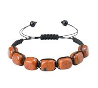 Karma NH10920064 Naturstein Armband Jaspis od. Aventurin Damen Herren Textil modern Armband Geschenk für sie ihn Steinarmband verstellbar unisex Braun od Grün (Braun)
