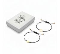 Karma NH11471839 Damen Armband Set Sisters Heart Herz Textil modern Schwarz Gold Armkettchen Schmuck für Frauen Schwestern Freundinnen hochwertiges Damenarmband Damenschmuck (Sisters)