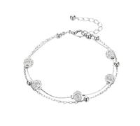 Karma NHBD430622 Fußkettchen Kristalle Silber od. Gold 21 cm modern filigrane Fusskette Fußschmuck Urlaub Strand Abendmode Accessoires Kristallfußkette (Silber)