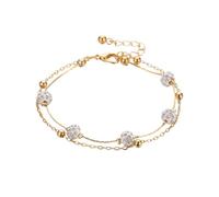 Karma NHBD430622 Fußkettchen Kristalle Silber od. Gold 21 cm modern filigrane Fusskette Fußschmuck Urlaub Strand Abendmode Accessoires Kristallfußkette (Gold)