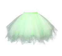 Karneval Damen 80er Hellgrün Puffy Tüllrock Tütü Röcke Tüll Petticoat(MEHRWEG), Hellgrün., S-L