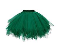 Karneval Damen 80er Schwärzlich Grün Puffy Tüllrock Tütü Röcke Tüll Petticoat(MEHRWEG)