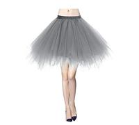 Karneval Damen 80er Übergröße Grau Puffy Tüllrock Tütü Röcke Tüll Petticoat(MEHRWEG)