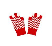 Karneval Handschuhe Fingerlos Rot-Weiß - Strickhandschuhe im Schachbrett-Muster - Das praktische Accessoire für Köln Fasching, Stadion & Mottoparty - Für Smartphone & Kölsch