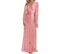 Karneval Kleid Damen Kleid Elegant 70er Jahre Kleid Mit Langärmliges Und V-Ausschnitt Ballkleid Lockereabendkleid A-Linien Wickelkleid Karnevalkostüm Für Frauen