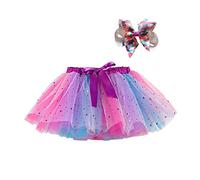 Karneval Mädchen Tutu Rock Tütü Tüllrock Tüll Pailletten Prinzessin Baby Rock Tüll Tanzrock Regenbogen Tutu Glitzer Bunt Ballettrock 1 Tüllrock mit 1 Schleifen Stirnband (Purple, Years)
