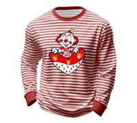 Karneval Ringelshirt Herren Kölner Clown Herzen Wappen Langarmshirt Rot-Weiß Gestreiftes Langarm T Shirt Lustige Männer Kölsche Ringel-Shirt Basic Streifenshirt Festival Fasching Outfit (Rot, XL)