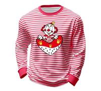 Karneval Ringelshirt Herren Kölner Clown Herzen Wappen Langarmshirt Rot-Weiß Gestreiftes Langarm T Shirt Lustige Männer Kölsche Ringel-Shirt Basic Streifenshirt Festival Fasching Outfit (Rosa, XL)