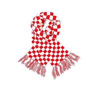 Karneval Schal Rot-Weiß Kariert - Fransenschal im Köln Schachbrett-Look - Weiches Kostüm-Accessoire für Fasching, Mottopartys & Fußball-Fans