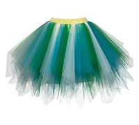 Karnevalskostüme Damen Grün Weiß Blau Tüllrock Rock Tütü(MEHRWEG)
