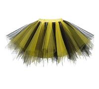 Karnevalskostüme Damen Schwarz Gelb Tüllrock Rock Tütü, Schwarz Gelb, S-L