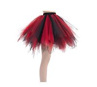 Karnevalskostüme Damen Schwarz Rot Tüllrock Rock Tütü, Schwarz Rot, S-L