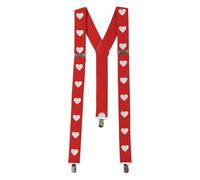 KarnevalsTeufel Hosenträger Rot mit weißen Herzen - Accessoire für Erwachsene Köln Herzmotiv Herzchen Einheitsgröße