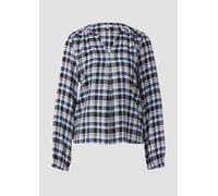 Karo-Bluse mit Faltendetail und elastischen Ärmelbündchen 48 blau|mehrfarbig 2170017.59N1.48