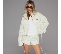 Karo-Jacke mit hohem Kragen, verdecktem Reißverschluss, Stickerei, Bindebändern und Ösen-Saum, Coord-Set, nur Jacke, süß, für den Alltag, Coolgirl-Sty
