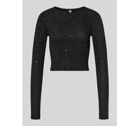 Karo Kauer Cropped Longsleeve mit Label-Detail in Black, Größe XS