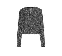 KARO KAUER Langarmshirt SEQUINS SILVER silber | XL