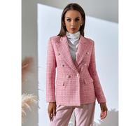 Karo-Muster Doppelreihiger Blazer Büromode