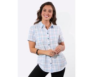 Karobluse CASUAL LOOKS, Damen, Gr. 36, hellblau, ecru, kariert, 100% Baumwolle, gemustert, kariert, Blusen Karobluse (32213519-36) hellblau, ecru, kariert