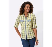 Karobluse CASUAL LOOKS, Damen, Gr. 40, gelb (sonnengelb, weiß, kariert), 50% Baumwolle, 50% Polyester, gemustert, kariert, mehrfarbig, Blusen Karobluse (87898700-40) sonnengelb, weiß, kariert