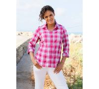 Karobluse CASUAL LOOKS, Damen, Gr. 40, pink (magenta, weiß, kariert), 50% Polyester, 49% Baumwolle, 1% Elasthan, gemustert, kariert, mehrfarbig, Blusen Karobluse (72976858-40) magenta, weiß, kariert