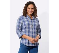 Karobluse CASUAL LOOKS, Damen, Gr. 42, blau (royalblau, weiß, kariert), 50% Polyester, 49% Baumwolle, 1% Elasthan, gemustert, kariert, mehrfarbig, Blusen Karobluse (53025550-42) royalblau, weiß, karie