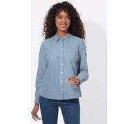 Karobluse CASUAL LOOKS, Damen, Gr. 42, blau (topas, weiß, kariert), 50% Baumwolle, 50% Polyester, gemustert, kariert, mehrfarbig, Blusen Karobluse (60161241-42) topas, weiß, kariert