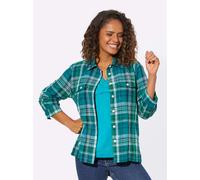 Karobluse CASUAL LOOKS, Damen, Gr. 42, grün (türkis, kariert), 100% Baumwolle, gemustert, kariert, Blusen Karobluse (548297-42) türkis, kariert