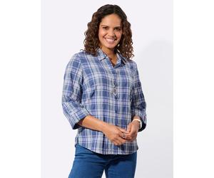 Karobluse CASUAL LOOKS, Damen, Gr. 44, blau (royalblau, weiß, kariert), 50% Polyester, 49% Baumwolle, 1% Elasthan, gemustert, kariert, mehrfarbig, Blusen Karobluse (53025550-44) royalblau, weiß, karie