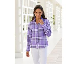 Karobluse CASUAL LOOKS, Damen, Gr. 44, lila (lila, lavendel, kariert), 100% Baumwolle, gemustert, kariert, mehrfarbig, Blusen Karobluse (67767650-44) lila, lavendel, kariert