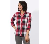 Karobluse CASUAL LOOKS, Damen, Gr. 48, rot, schwarz, kariert, 50% Polyester, 49% Baumwolle, 1% Elasthan, gemustert, kariert, mehrfarbig, Blusen Karobluse (42871043-48) rot, schwarz, kariert