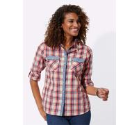 Karobluse CASUAL LOOKS, Damen, Gr. 50, rot (hummer, weiß, kariert), 50% Baumwolle, 50% Polyester, gemustert, kariert, mehrfarbig, Blusen Karobluse (73722965-50) hummer, weiß, kariert
