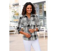 Karobluse CASUAL LOOKS, Damen, Gr. 54, schwarz-weiß (schwarz, weiß, kariert), 50% Baumwolle, 50% Polyester, gemustert, kariert, mehrfarbig, Blusen Karobluse (13388441-54) schwarz, weiß, kariert