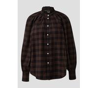 Karobluse mit Raglanärmel und Rüsche am Stehkragen 32 braun|schwarz 2172558.89N0.32