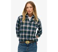 Karobluse SUPERDRY "CHECK FLANNEL BOYFRIEND SHIRT", Damen, Gr. XS, grün (grün mix check), Flanell, Obermaterial: 100% Baumwolle, kariert, casual, oversize, Langarm, Blusen Karobluse (43528817-XS)