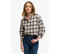 Karobluse SUPERDRY "CHECK FLANNEL RELAXED SHIRT", Damen, Gr. S, sanftes weiß mix check, Web, Obermaterial: 100% Baumwolle, kariert, relaxed fit normal, Blusen Karobluse, Baumwolle, relaxed fit, aus we