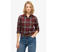 Karobluse SUPERDRY "LUMBERJACK CHECK FLANNEL SHIRT", Damen, Gr. M, rot (frontier check rot), Flanell, Obermaterial: 100% Baumwolle, kariert, relaxed fit, Blusen Karobluse (27007019-M)