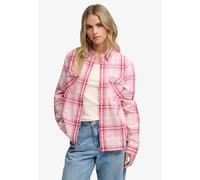 Karobluse SUPERDRY "LUMBERJACK CHECK FLANNEL SHIRT", Damen, Gr. XL, rosa (pink weiß check), Web, Obermaterial: 100% Baumwolle, kariert, relaxed fit normal, Blusen Karobluse, Baumwolle, relaxed fit, au