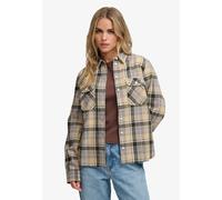 Karobluse SUPERDRY "LUMBERJACK CHECK FLANNEL SHIRT", Damen, Gr. XS, beige (eden check braun), Web, Obermaterial: 100% Baumwolle, kariert, relaxed fit normal, Blusen Karobluse, Baumwolle, relaxed fit,