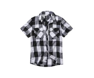 Karohemd BRANDIT "Brandit Herren Checkshirt Halfsleeve", Herren, Gr. 7XL, US-Größen, schwarz-weiß (weiß, schwarz), 100% Baumwolle, normal, Hemden Karohemd (57383968-7XL) weiß, schwarz