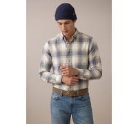Karohemd FYNCH-HATTON, Herren, Gr. 3XL, N-Gr, air blau, Web, Obermaterial: 100% Baumwolle, bestickt, kariert, regular fit hüftbedeckend, Rundhals, 2-Knopf-Manschette, Hemden Karohemd, mit Button-Down-