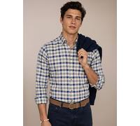 Karohemd FYNCH-HATTON, Herren, Gr. 4XL, N-Gr, blau (air blau), Web, Obermaterial: 100% Baumwolle, kariert, regular fit hüftbedeckend, Rundhals, 2-Knopf-Manschette, Hemden Karohemd, mit Button-Down-Kra