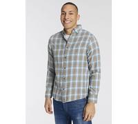 Karohemd GANT "REG WINDBLOWN FLANNEL CHECK SHIRT", Herren, Gr. M, N-Gr, blau (fresh blau), Web, Obermaterial: 100% Baumwolle, regular fit normal, Rundhals, eingesetzt Manschette, Hemden Karohemd, Mit