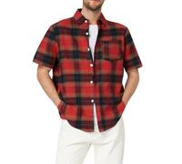 Karohemd Herren Kurzarm Vintageshirt Classic Kariertes Hemd Reverskragen Freizeithemd Regular Fit Polohemd Bequeme Longshirt Leicht Sommerhemd Button Down Strandhemd Casual Urlaubshemd Tshirt