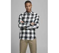 Karohemd JACK & JONES "JJ JJEGINGHAM TWILL SHIRT L/", Herren, Gr. XXL, N-Gr, schwarz-weiß (weiß, schwarz), Web, Obermaterial: 100% Baumwolle, kariert, Hemden Karohemd (54475030-XXL) weiß, schwarz